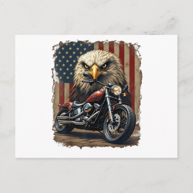 Motorcykel USA Flagga Retro Biker Chopper Helg Vykort (Framsida)