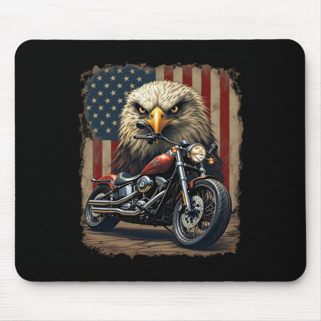Motorcykel Usa Flagga Retro Biker Chopper  Musmatta (Framsidan)