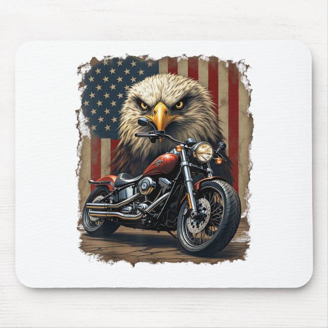 Motorcykel USA Flagga Retro Biker Chopper Musmatta (Framsidan)