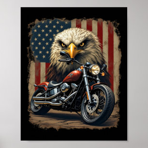 Motorcykel Usa Flagga Retro Biker Chopper Poster