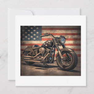 Motorcykel USA flagga Retro-Biker Inbjudningar