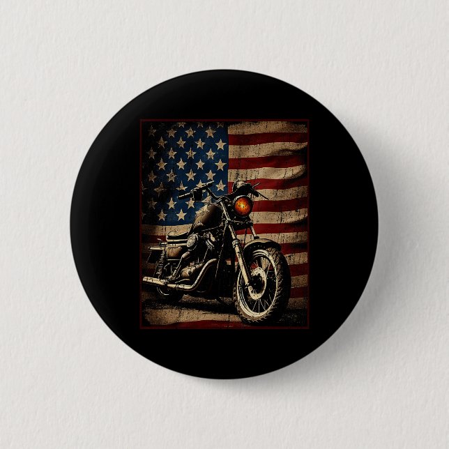 Motorcykel USA Flagga Retro Biker  Knapp (Framsida)