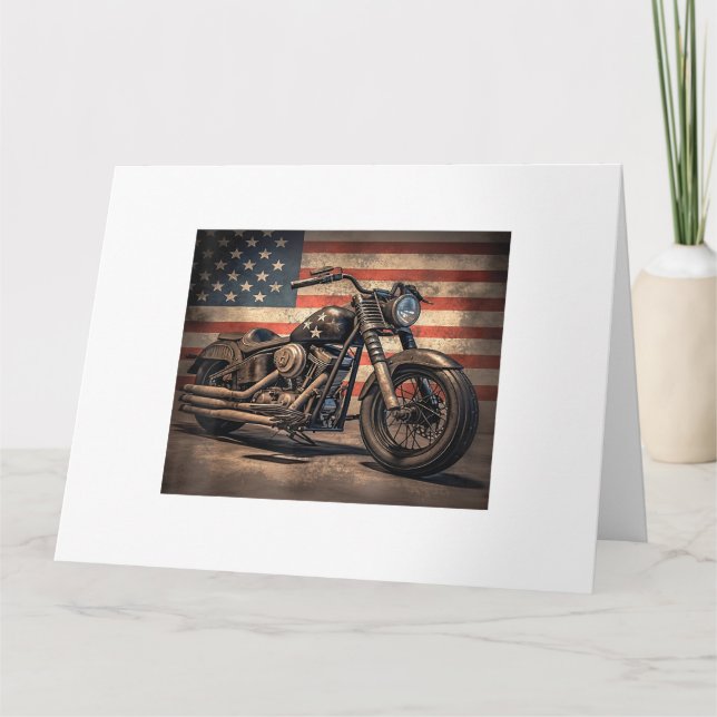 Motorcykel USA flagga Retro-Biker Kort (Framsida)