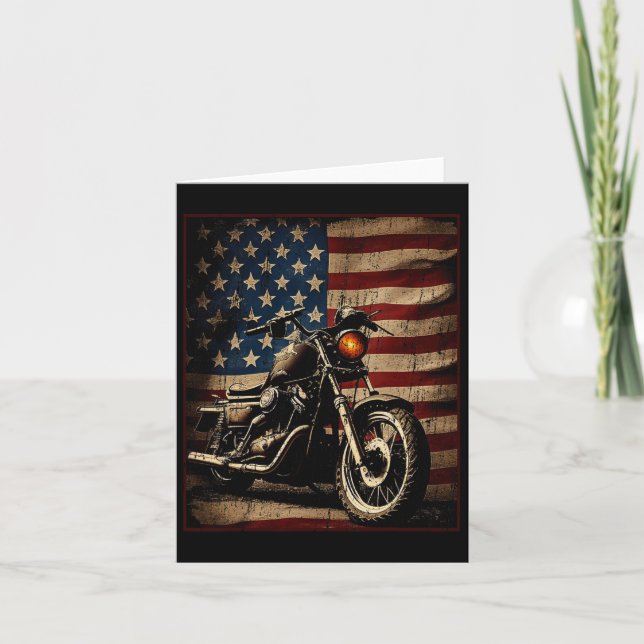 Motorcykel USA flagga Retro-Biker Kort (Framsida)