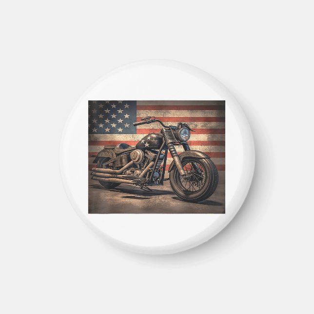 Motorcykel USA flagga Retro-Biker Magnet (Framsidan)