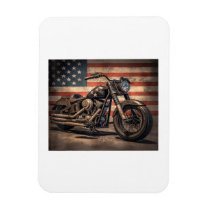 Motorcykel USA flagga Retro-Biker Magnet