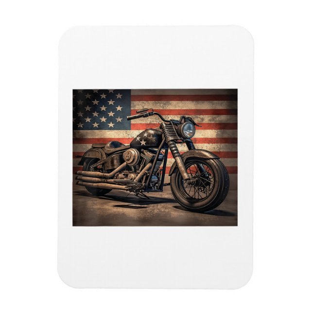 Motorcykel USA flagga Retro-Biker Magnet (Vertikal)