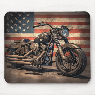 Motorcykel USA flagga Retro-Biker Musmatta