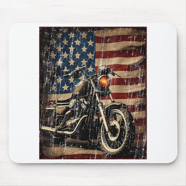 Motorcykel USA flagga Retro-Biker Musmatta (Framsidan)