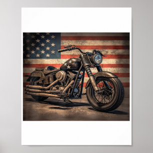 Motorcykel USA flagga Retro-Biker Poster