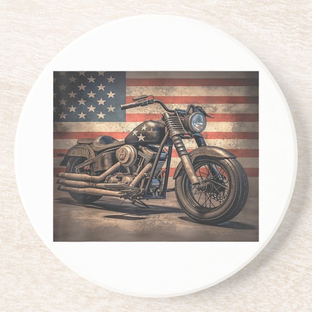 Motorcykel USA flagga Retro-Biker Underlägg (Framsidan)
