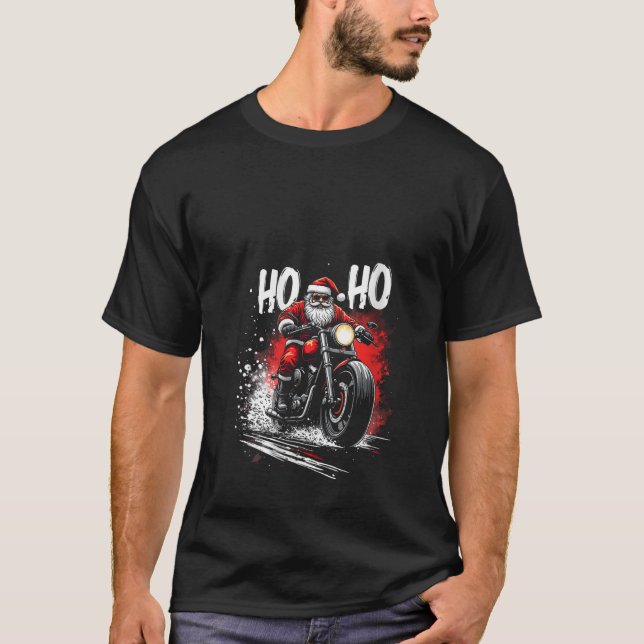 Motorcykel V Nacke i Jultomten T Shirt (Framsida)