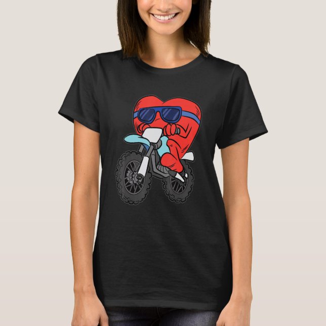 Motorcykel Valentines day Dirt Bike L. T Shirt (Framsida)