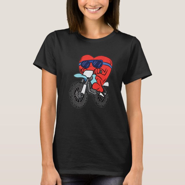 Motorcykel Valentines day Dirt Bike L. T Shirt (Framsida)