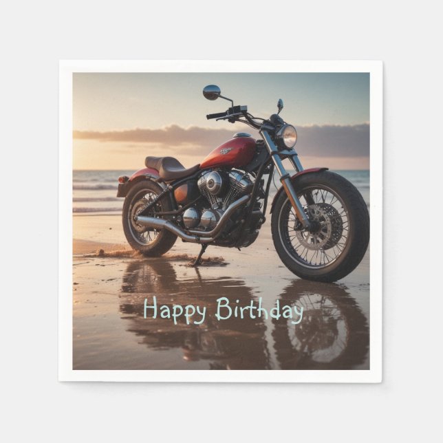 Motorcykel vid solnedgång pappersservett (Framsidan)