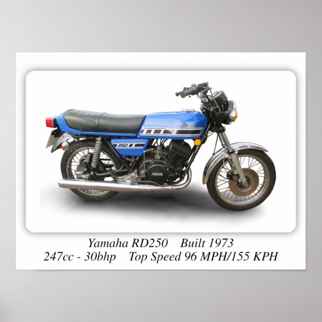 Motorcykel Yamaha RD250 - Poster för Storlek utskr (Framsidan)