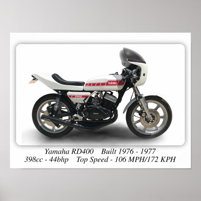 Motorcykel Yamaha RD400 - Poster för Storlek utskr (Framsidan)