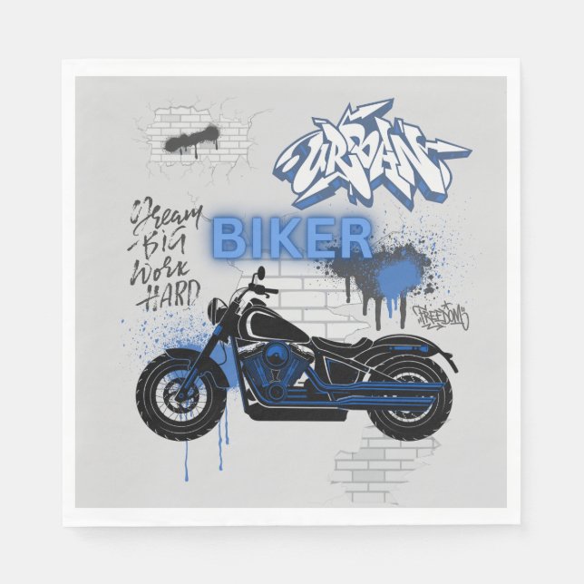 Motorcykelblått och grått-Papper napkin Pappersservett (Framsidan)