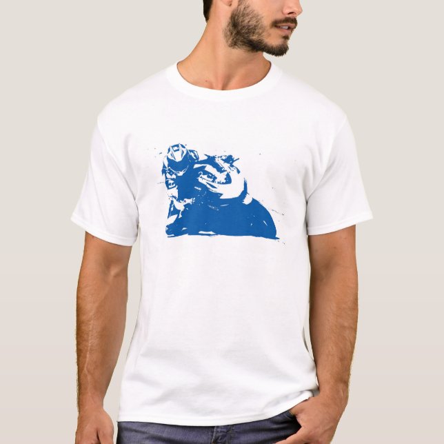 Motorcykelblått Tee Shirt (Framsida)