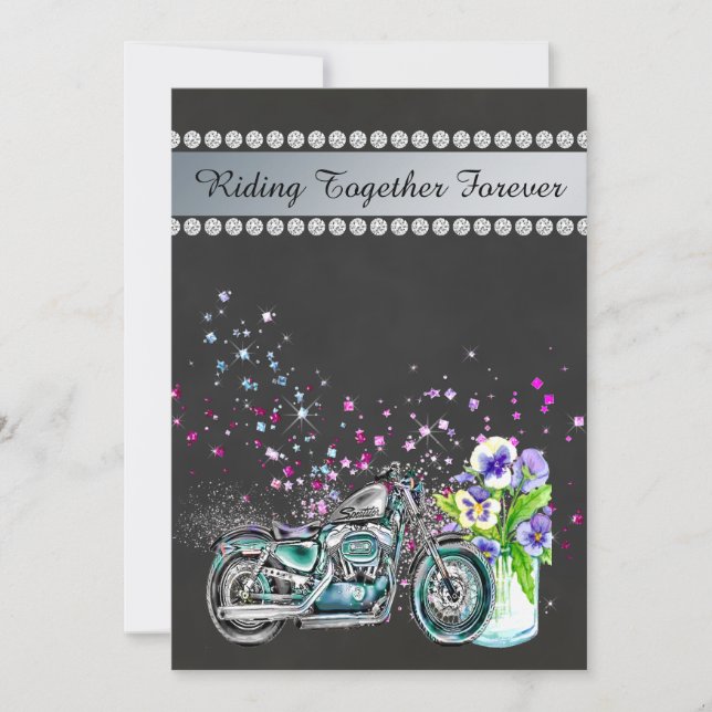 Motorcykelbröllopinbjudan med Masonburken Inbjudningar (Framsida)