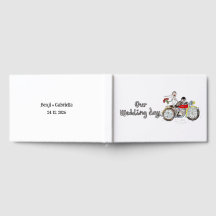 Motorcykelbrud och -brudgum på bröllop