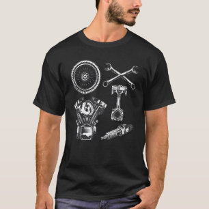 Motorcykeldelar i vintage Retro-motorcykel T Shirt