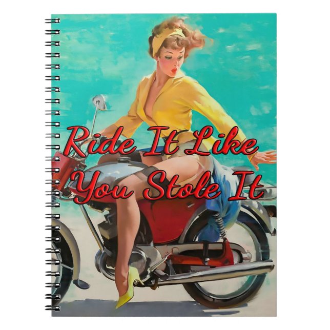 Motorcykelflicka 1950 av Gil Elvgren Anteckningsbok (Framsidan)