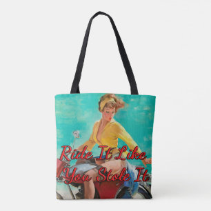Motorcykelflicka 1950 av Gil Elvgren Tygkasse