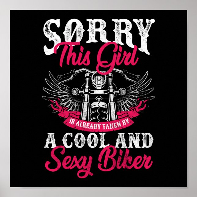 Motorcykelflicka tas redan av en Biker Poster (Framsidan)