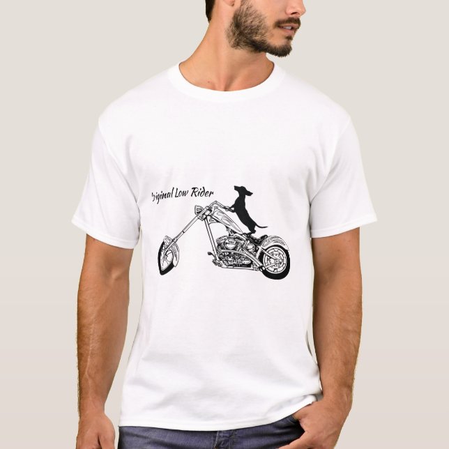 Motorcykelförare i Dachshund Chopper T Shirt (Framsida)
