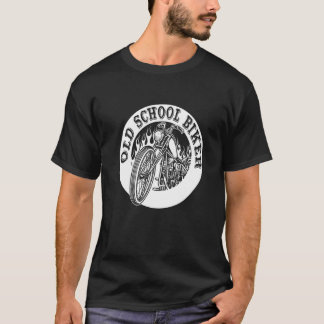 Motorcykelförare i old school t shirt