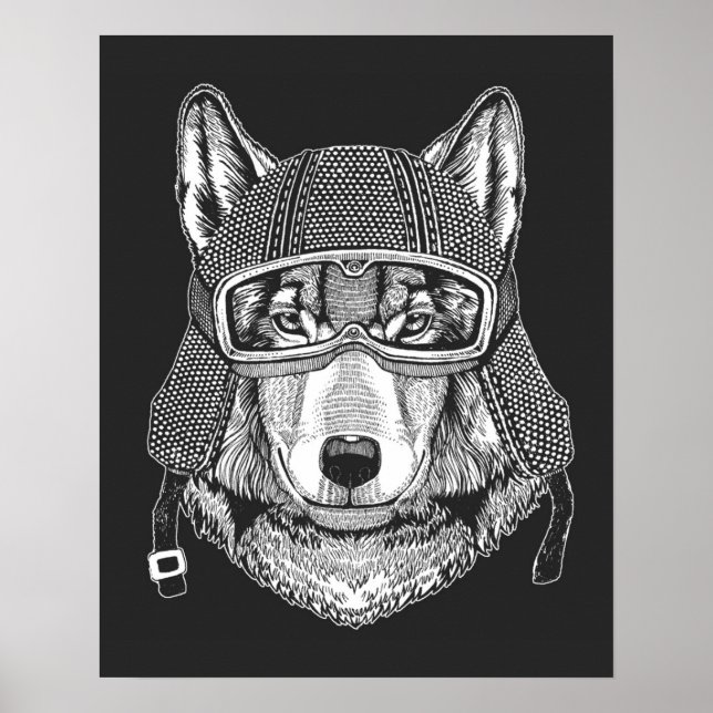 Motorcykelförare i varg Hund Poster (Framsidan)