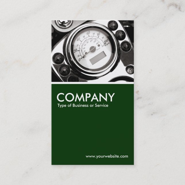 Motorcykelhastighetsmätare - Mörk grönt Visitkort (Framsida)