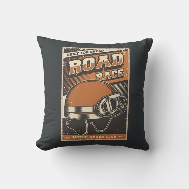 Motorcykelhjälmen Retro Vintage Classic Grunge Kudde (Framsida)