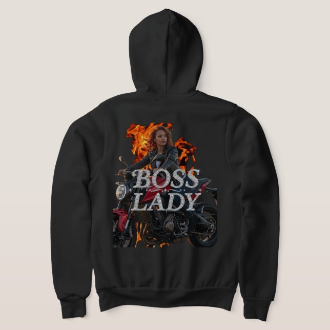 Motorcykelhuva för bosslady t shirt (Laydown Baksida)