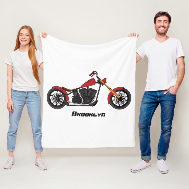 Motorcykelillustration i Chopper stil Fleecefilt (På plats)