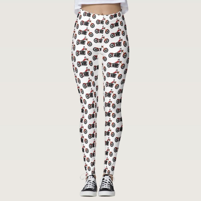 Motorcykelillustration i Chopper stil Leggings (Framsida)