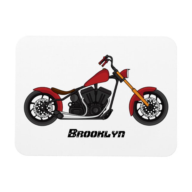 Motorcykelillustration i Chopper stil Magnet (Horisontell)