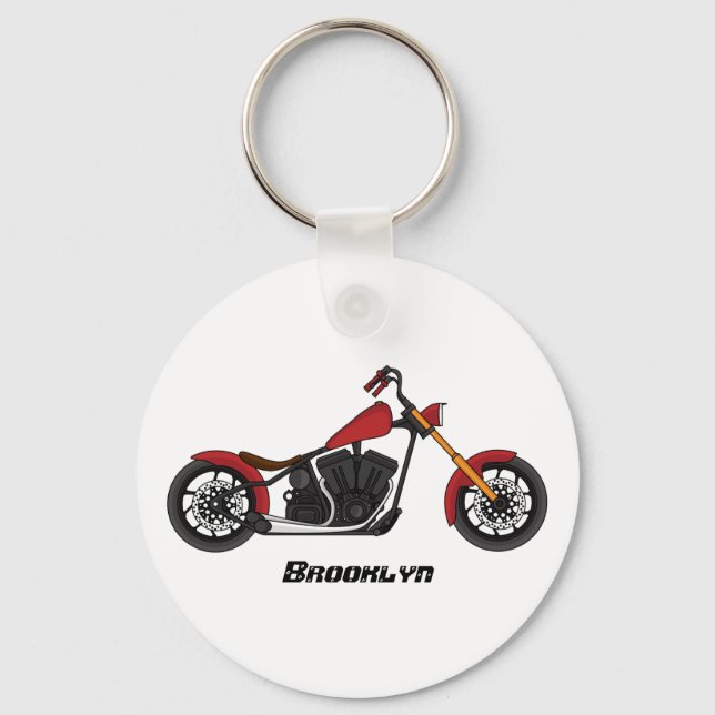 Motorcykelillustration i Chopper stil Nyckelring (Framsida)