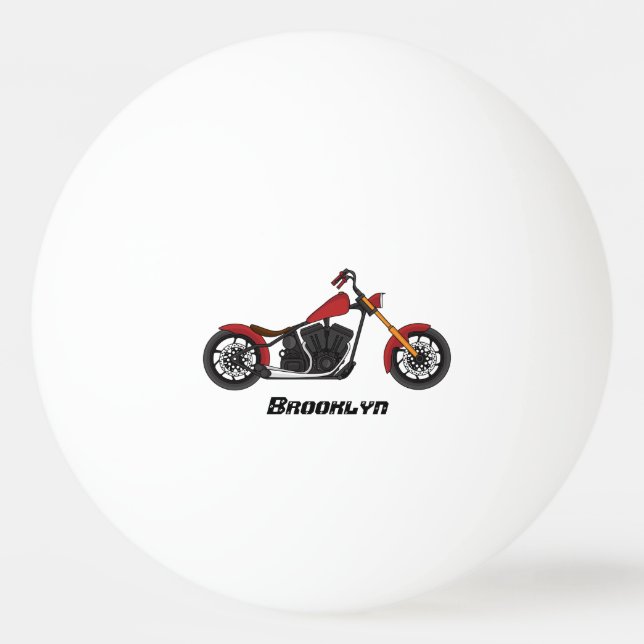 Motorcykelillustration i Chopper stil Pingisboll (Framsidan)