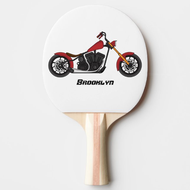 Motorcykelillustration i Chopper stil Pingisracket (Framsidan)