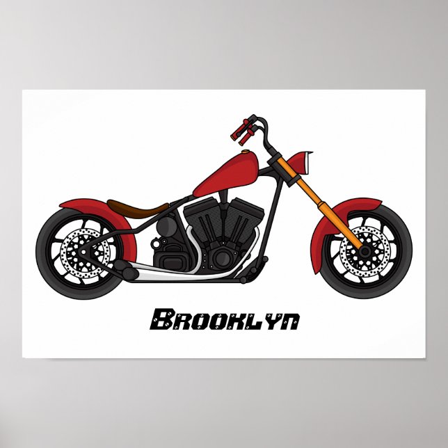 Motorcykelillustration i Chopper stil Poster (Framsidan)
