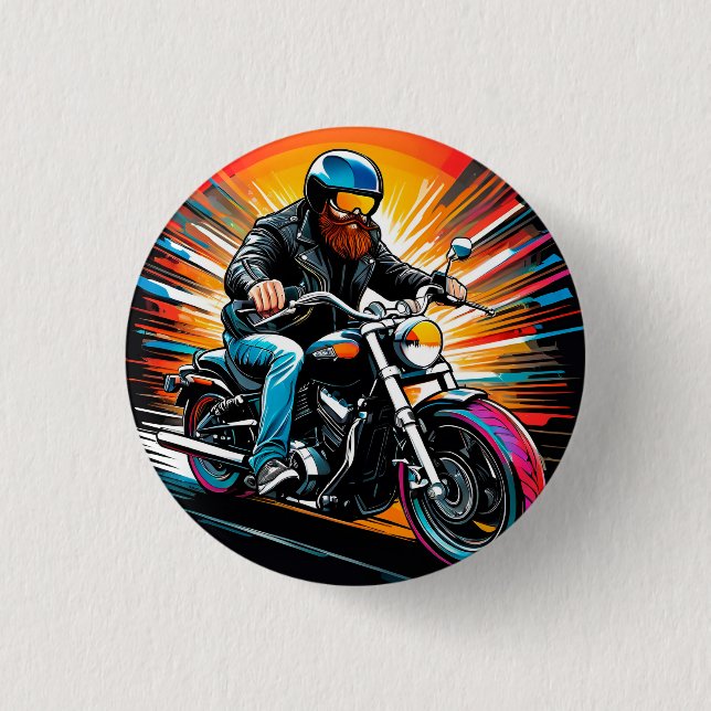 Motorcykelillustration med förare knapp (Framsida)