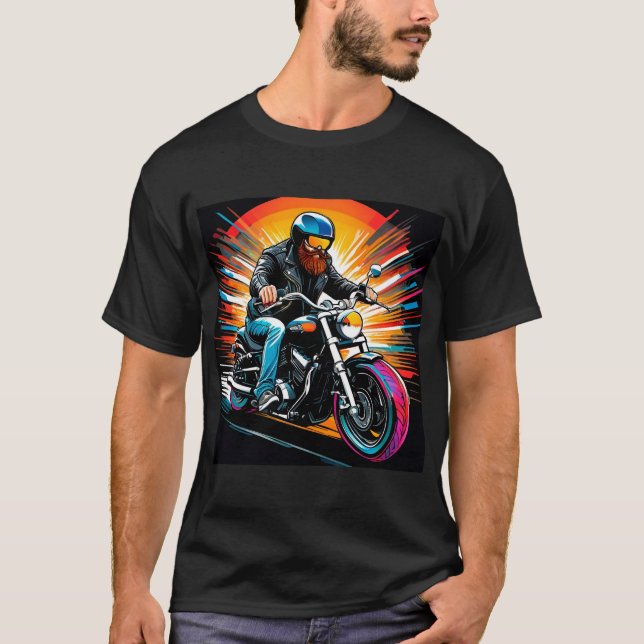 Motorcykelillustration med förare t shirt (Framsida)