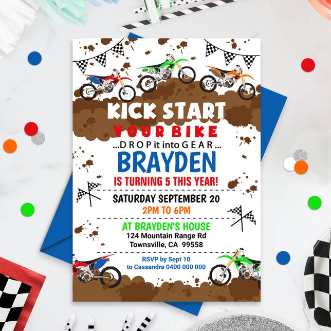 Motorcykelinbjudan Dirt Bike Party bjudan Inbjudningar (Skapare uppladdad)