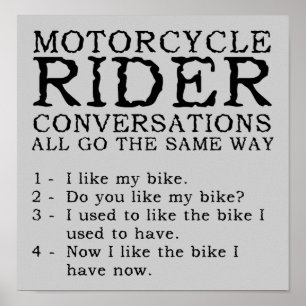 Motorcykelkonversationer Poster  tecken
