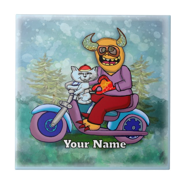 Motorcykelmonster Kakelplatta (Framsidan)