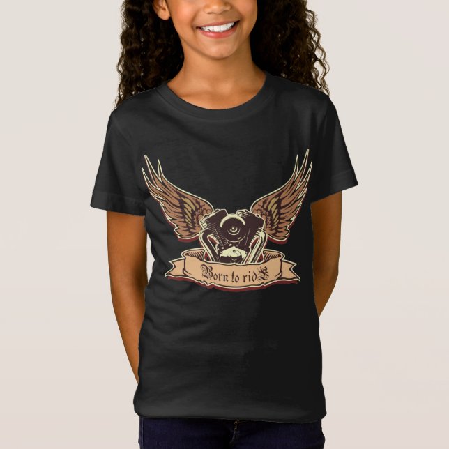 Motorcykelmotor för tecknad t shirt (Framsida)