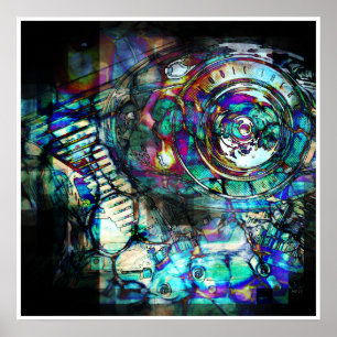 Motorcykelmotor i bensin poster