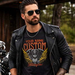 Motorcykelmotor med örnvingar - Anpassad motorcyke T Shirt